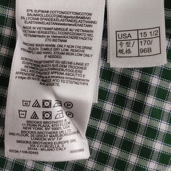 Brooks Brothers Non Iron 15½-33 Regent Fit Dress Shirt Men's Green - Picture 6 of 6